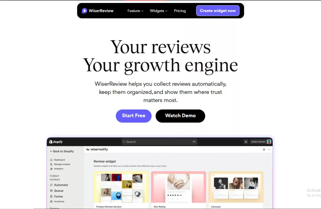 WiserReview homepage