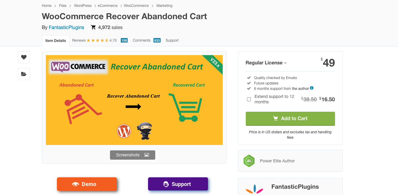 WooCommerce Recover Abandoned Cart for email follow ups