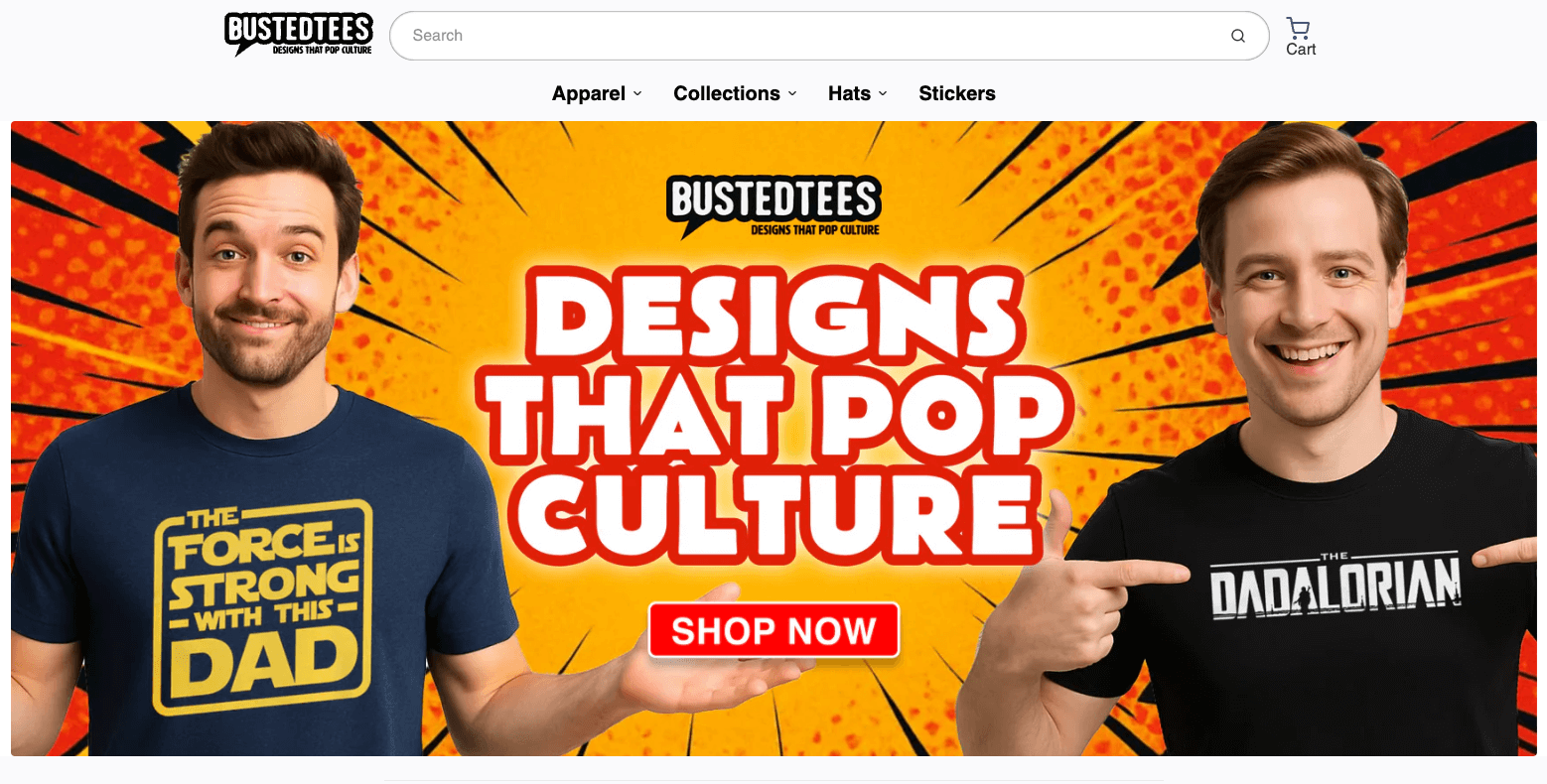 Shopify T-shirt store example: BustedTees