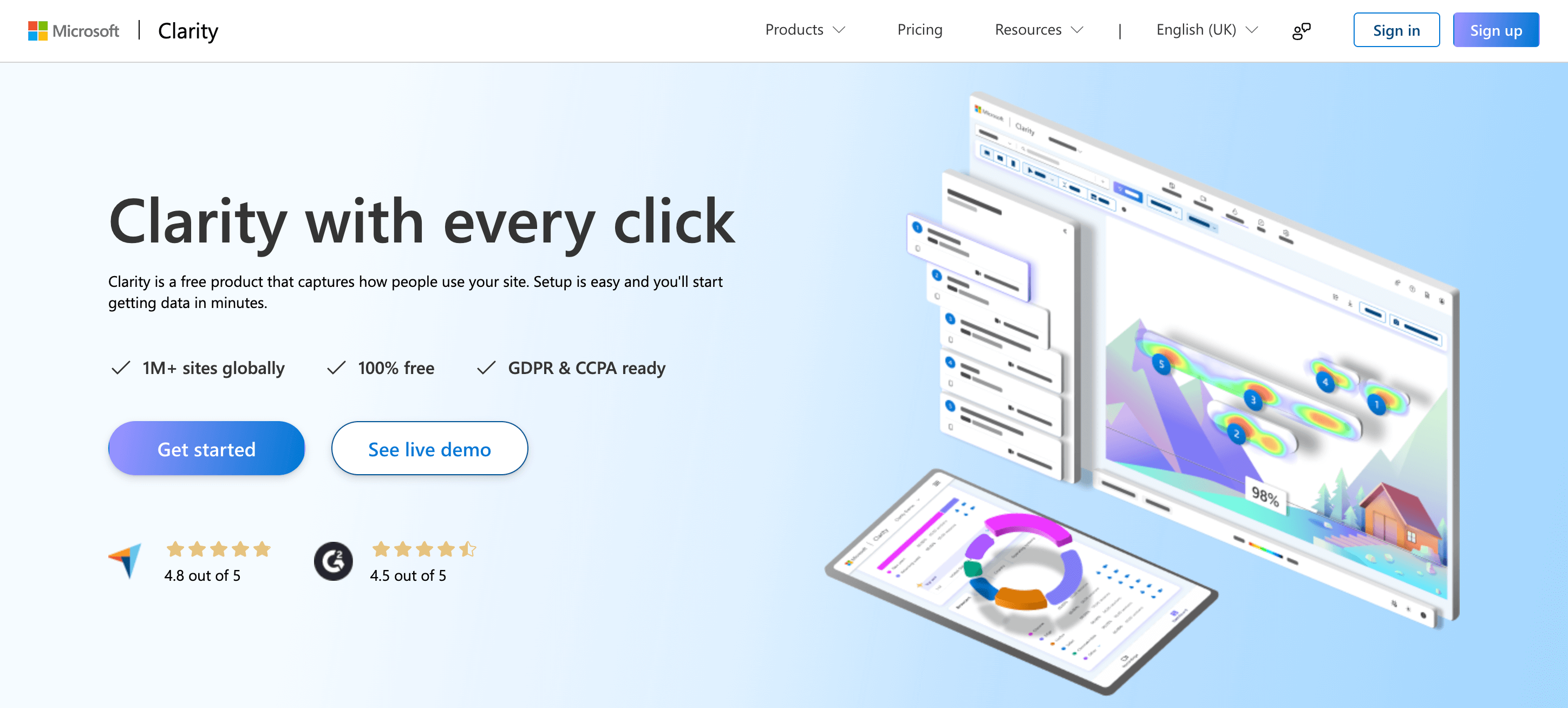 Clarity homepage