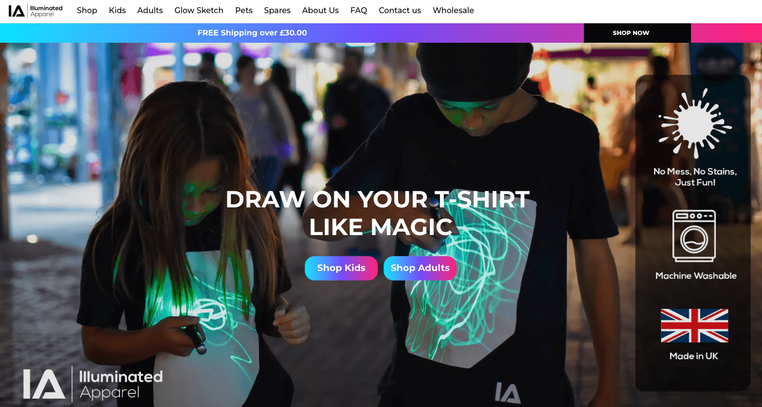 Shopify T-shirt store example: Illuminated Apparel