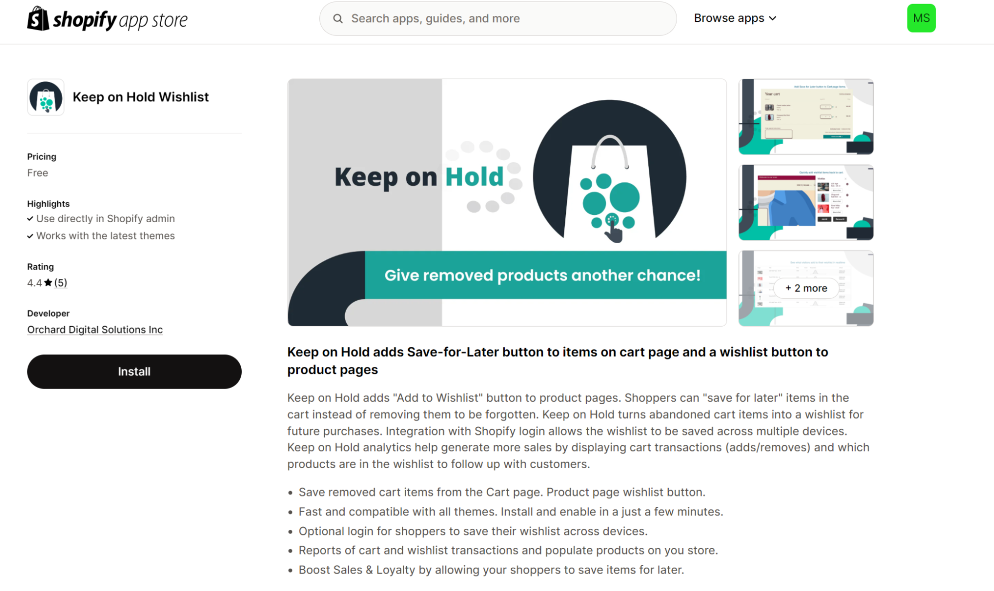 Keep on Hold Wishlist Shopify app
