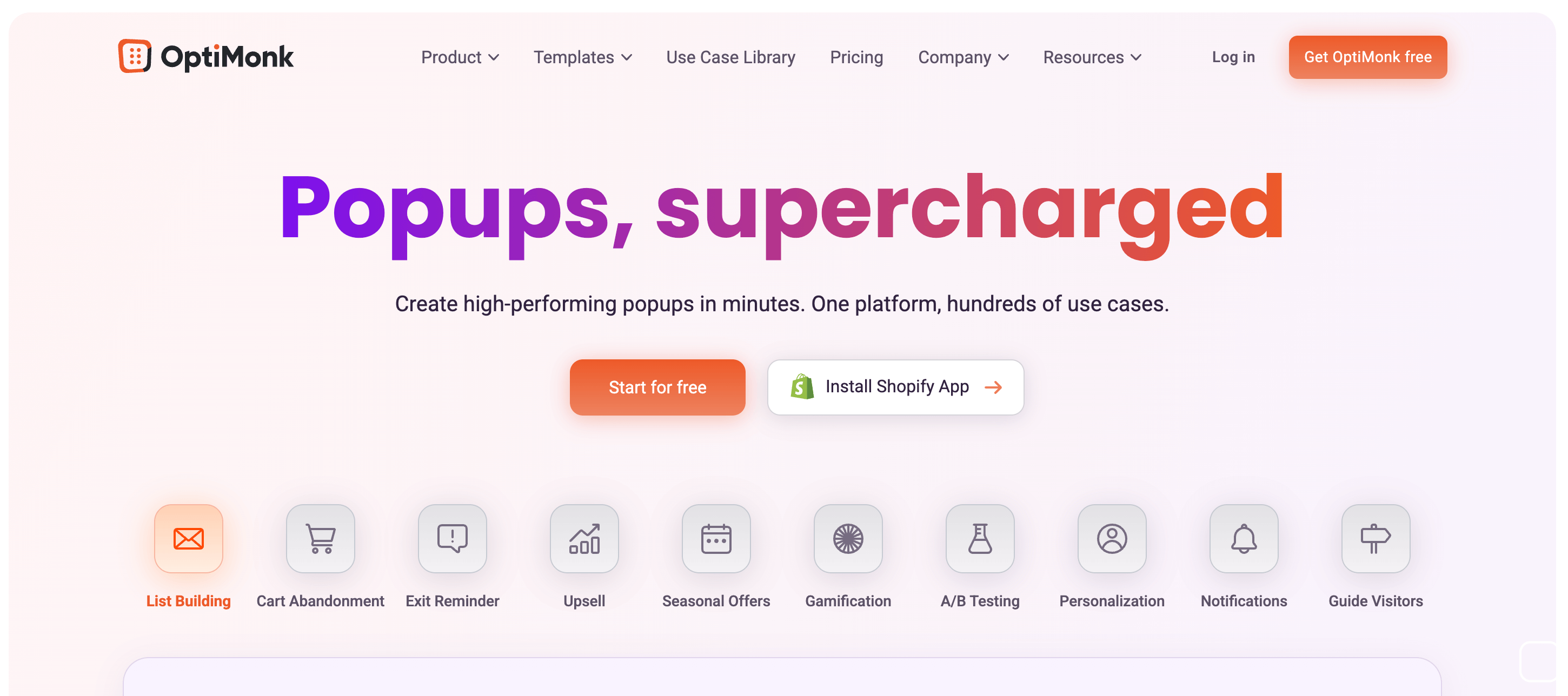 OptiMonk homepage