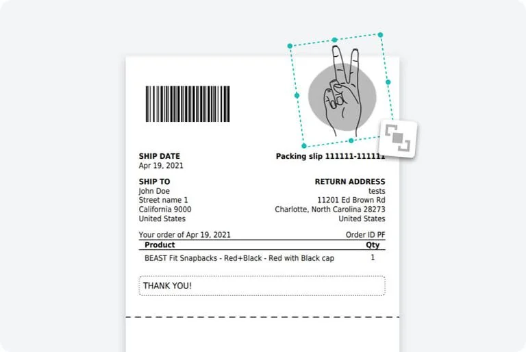 Branded packing slip