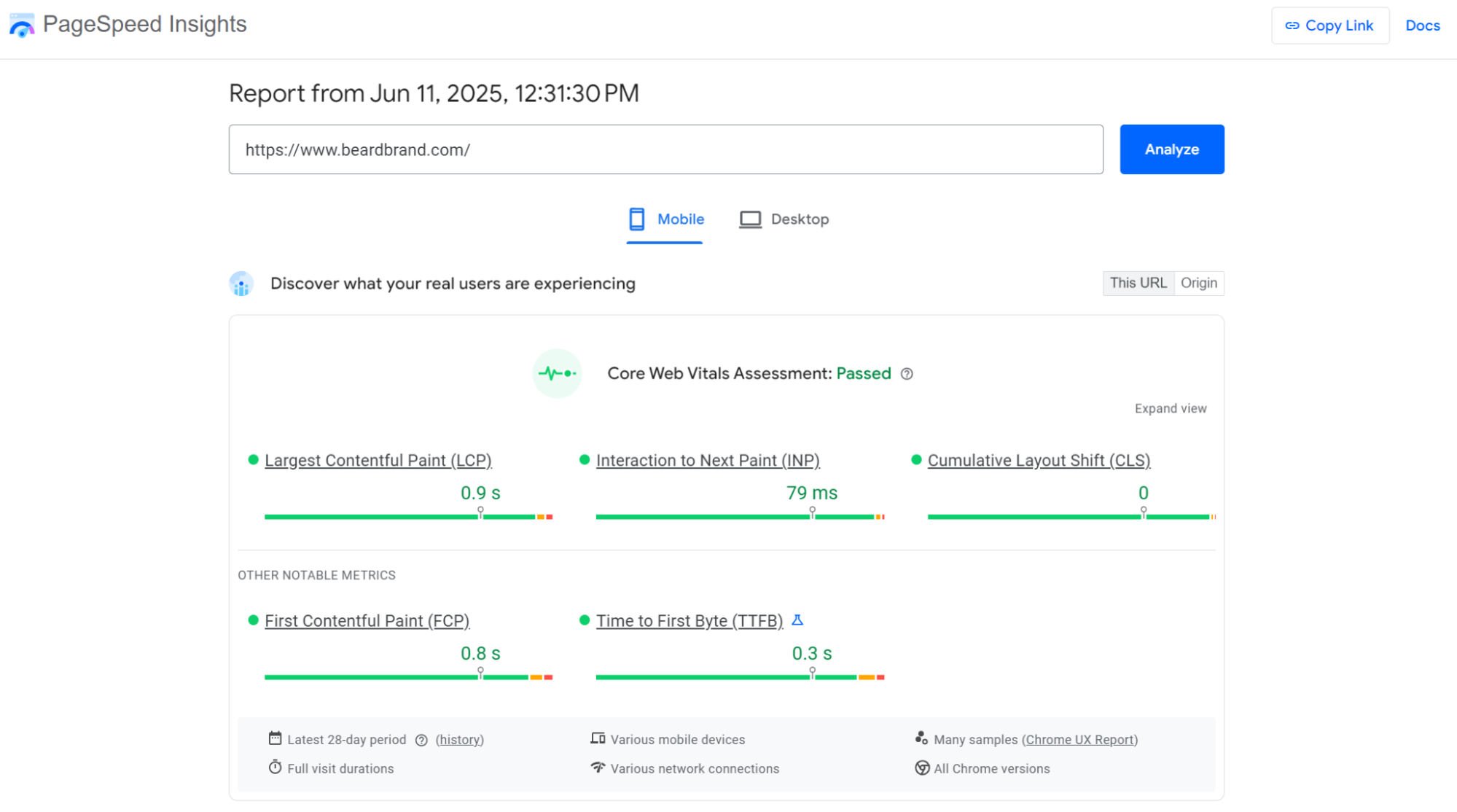 PageSpeed insights