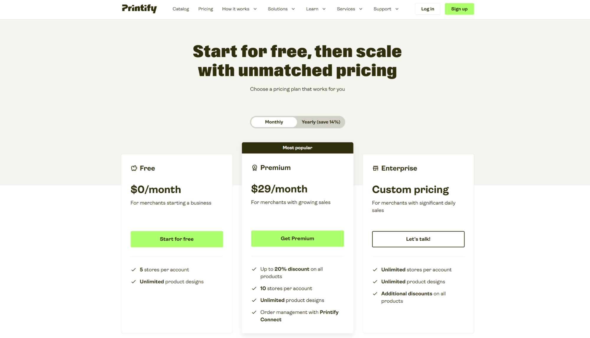 Printify pricing