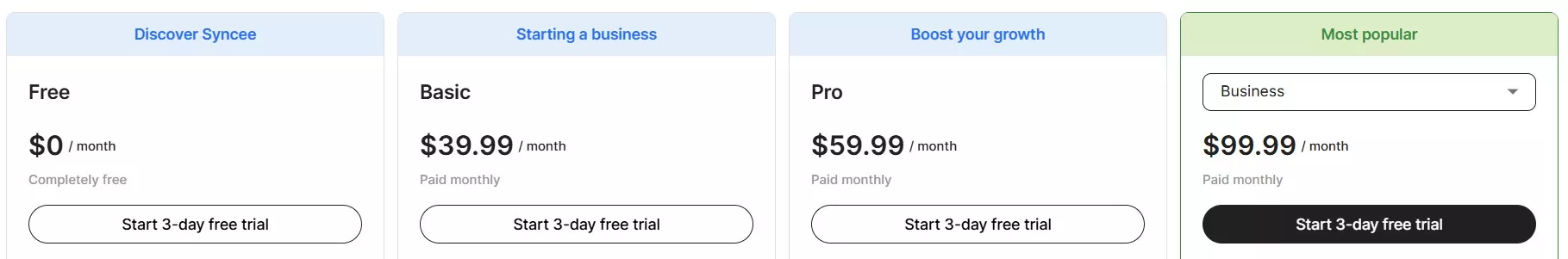 Syncee pricing
