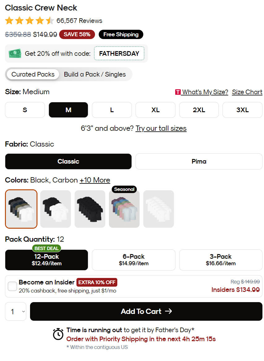 Shipping estimates at True Classic Tees