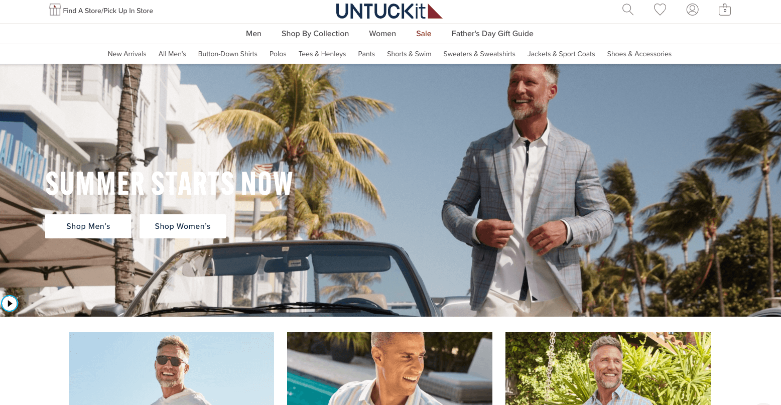 Shopify T-shirt store example: UNTUCKit