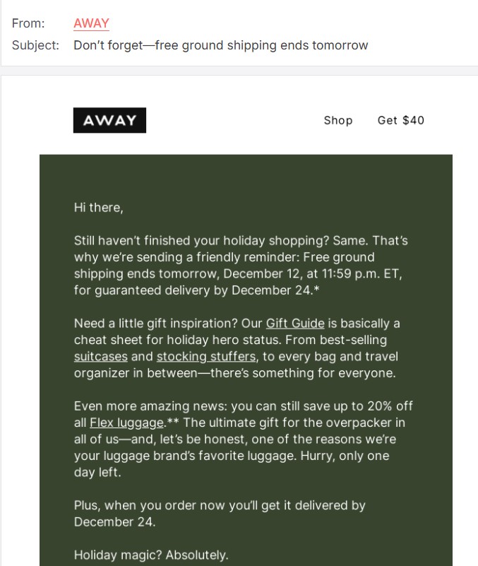 AWAY email