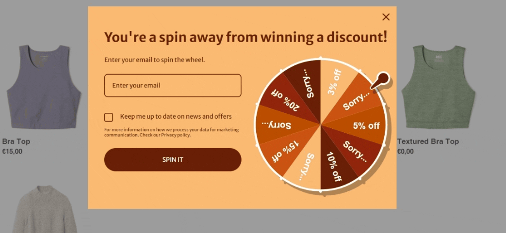 Omnisend vs. Shopify: Omnisend wheel of fortune