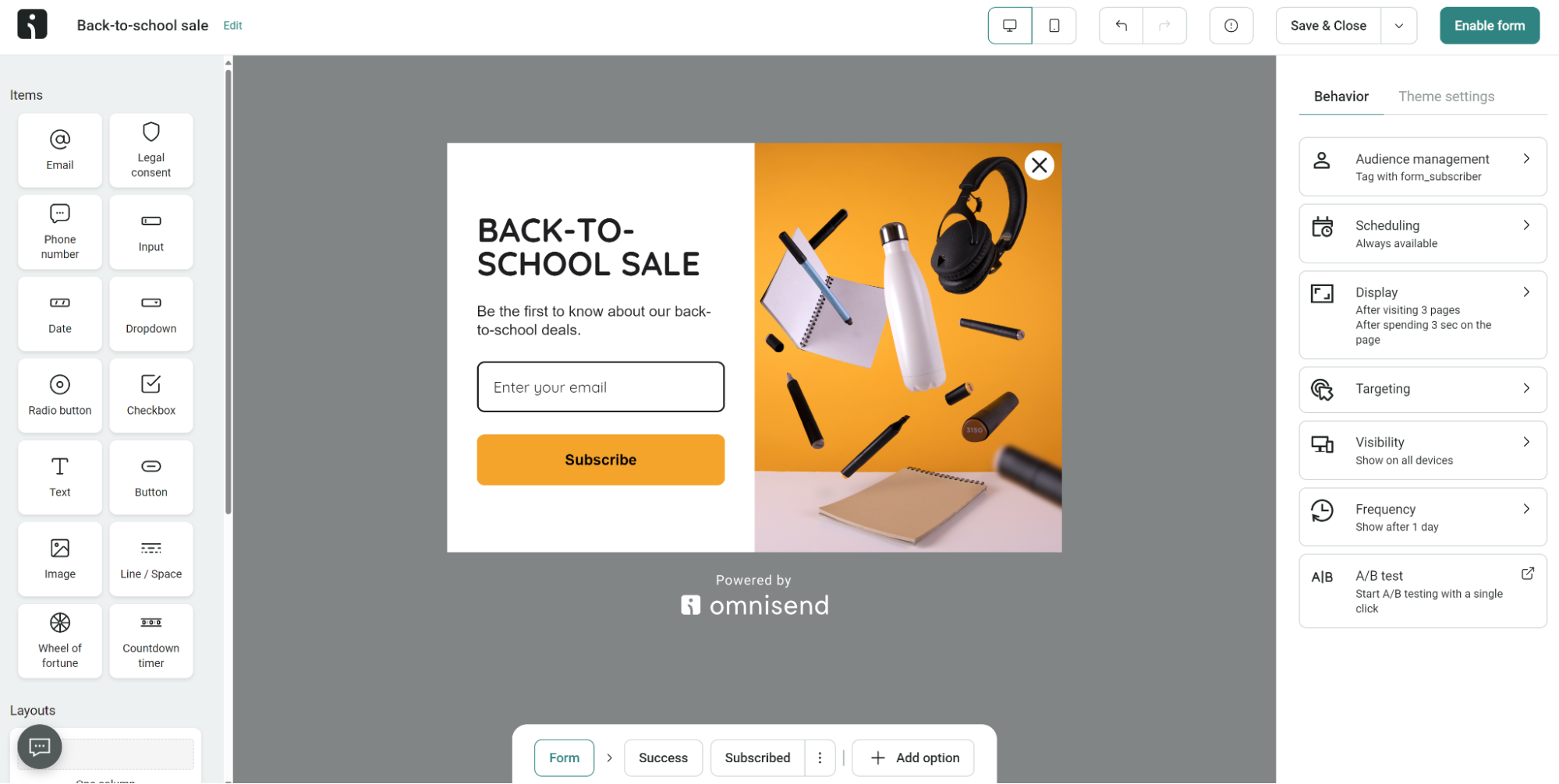 Omnisend editor