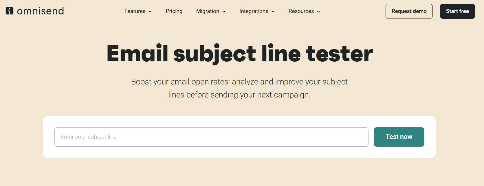 Omnisend email subject line tester