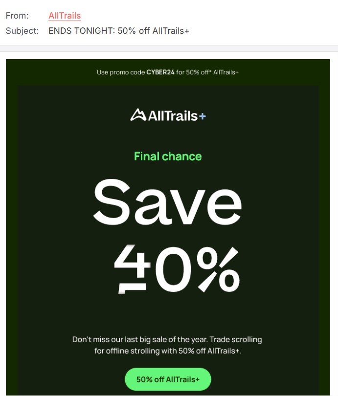 AllTrails email
