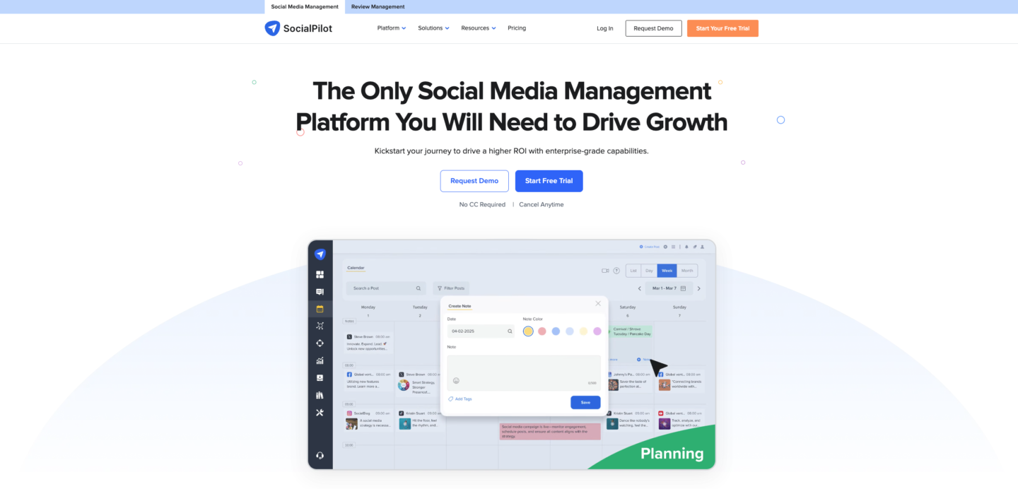 socialpilot homepage