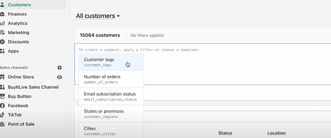 Shopify Email segmentation