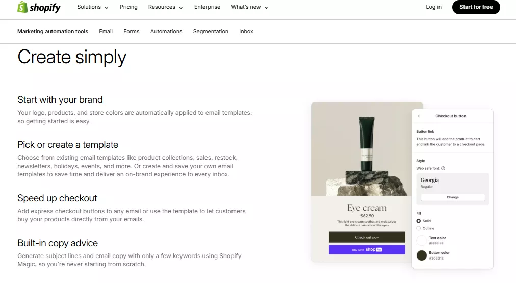 Omnisend vs. Shopify: Shopify email builder