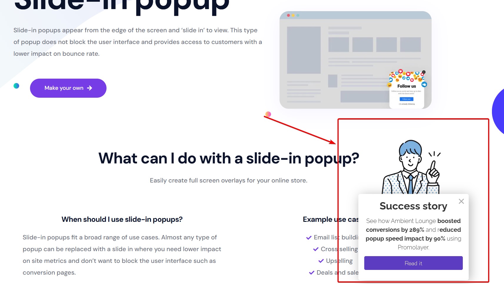 Slide-in popup example