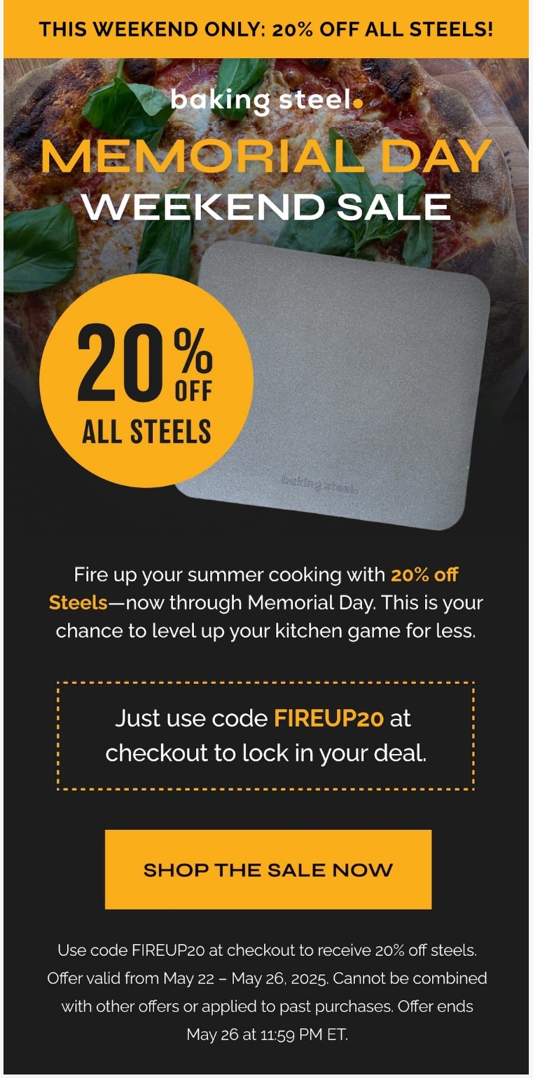 Baking Steel email