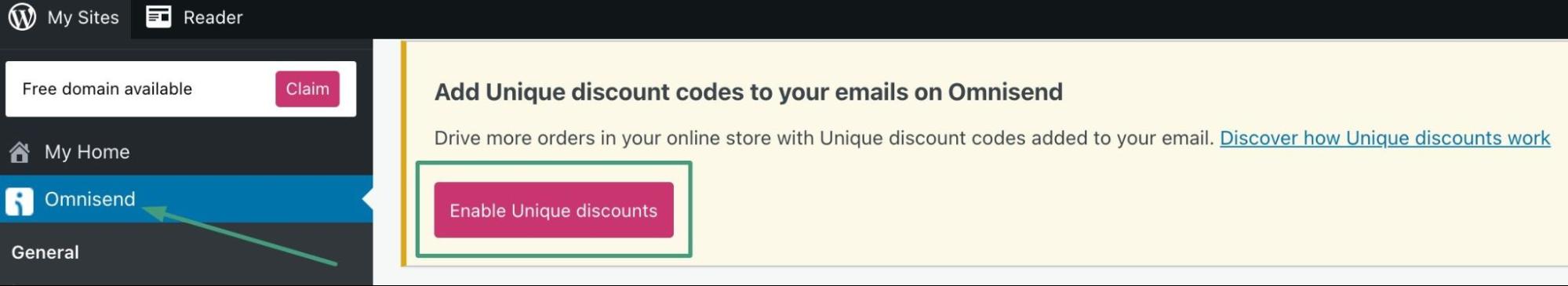 Enable Unique discounts