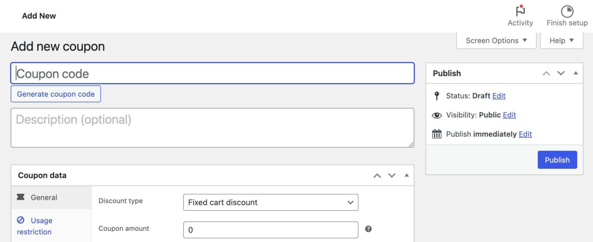 Generate coupon code