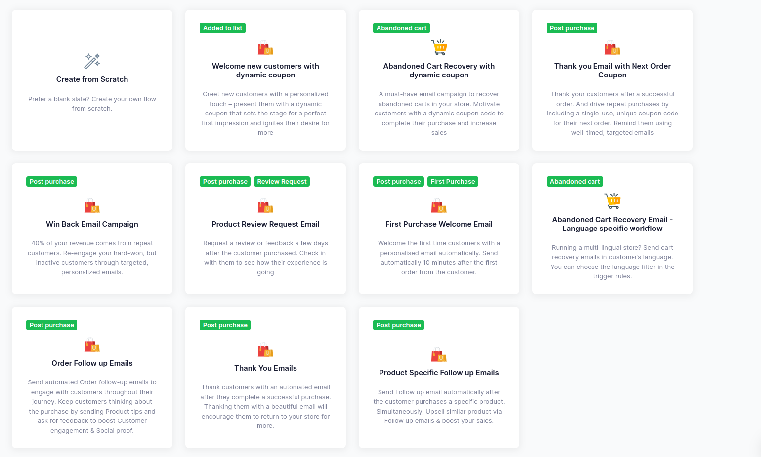 Retainful pre-built workflows