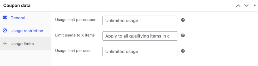 Usage limit per coupon