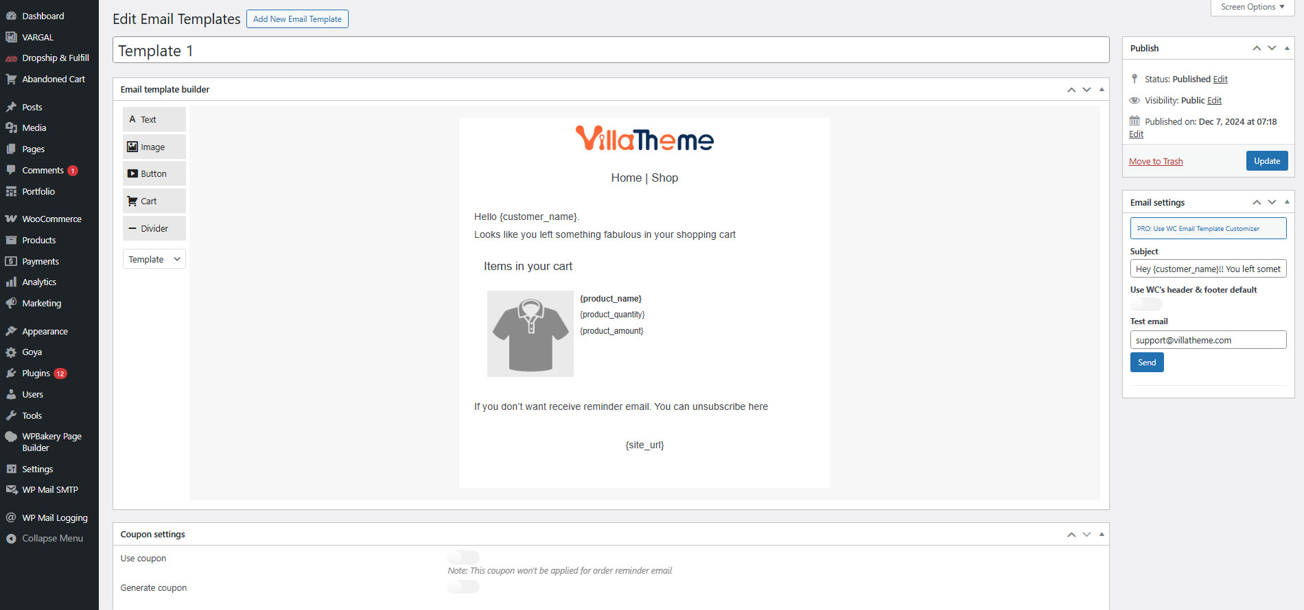 Abandoned Cart Recovery for WooCommerce email template