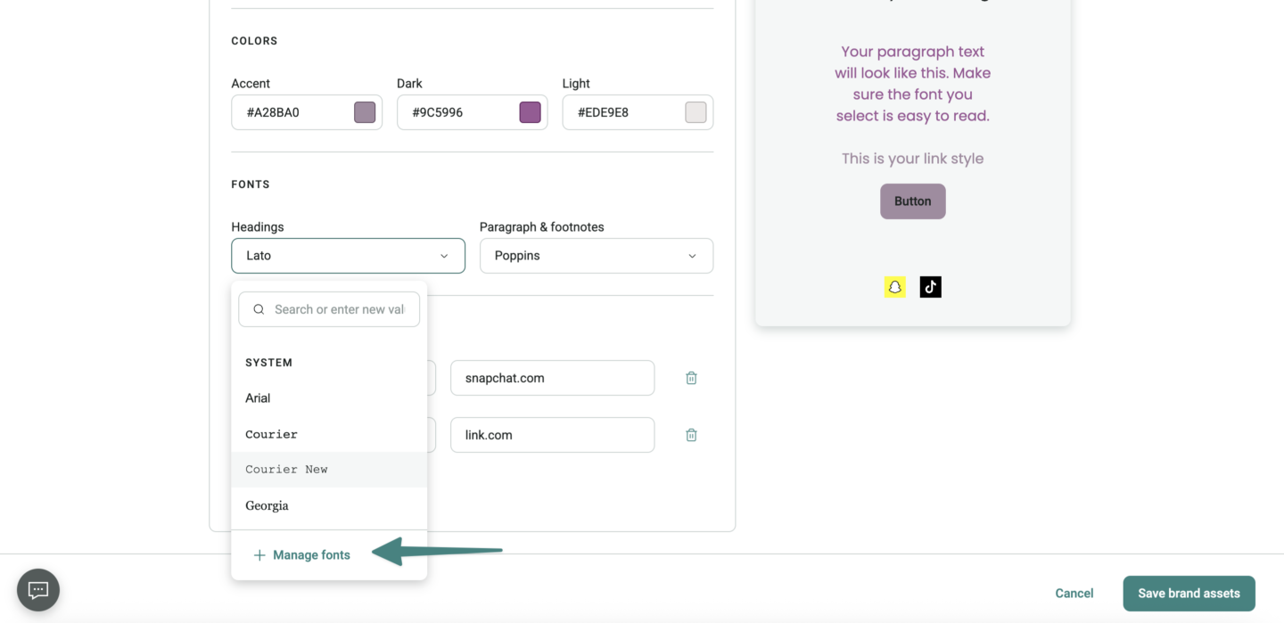 custom fonts in form