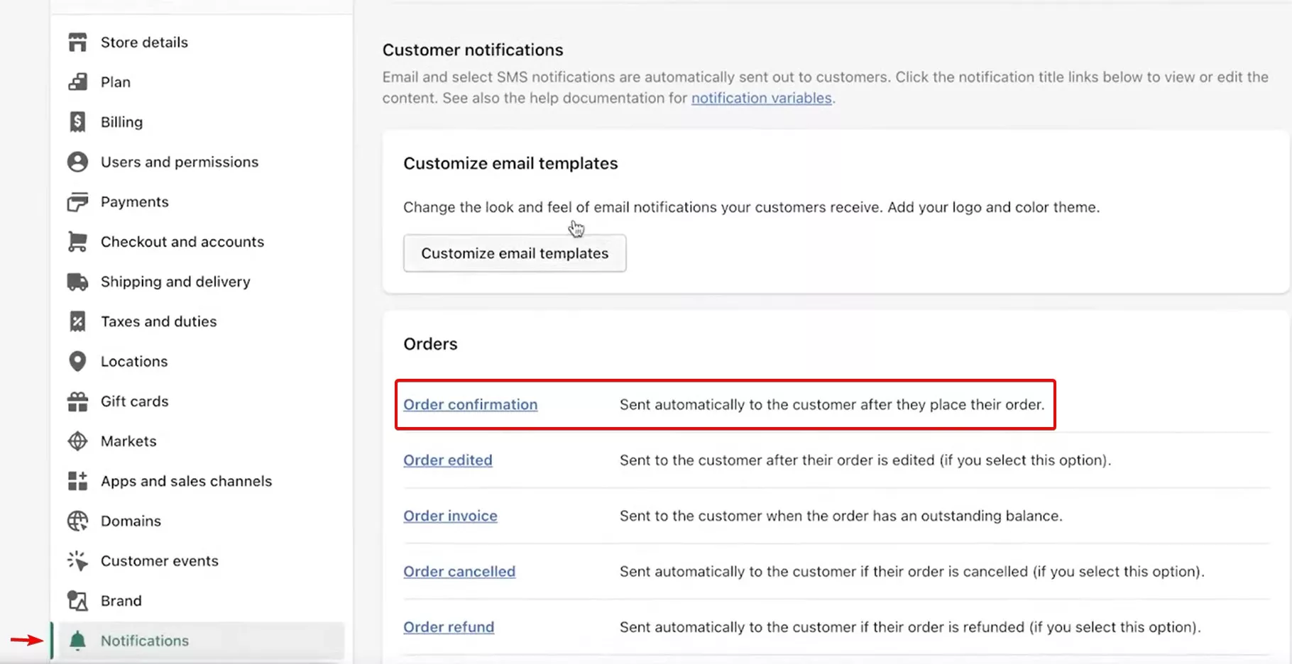 Set up Shopify order confirmation emails