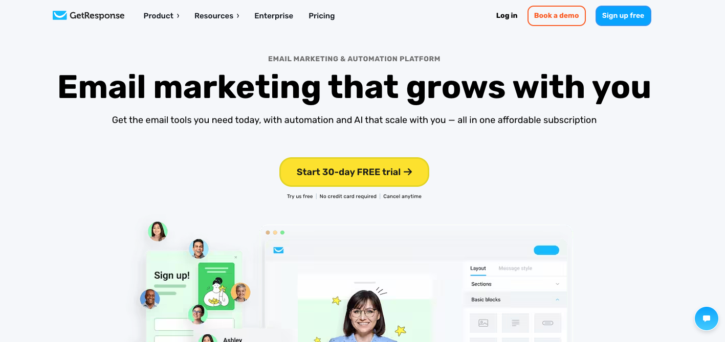 GetResponse homepage