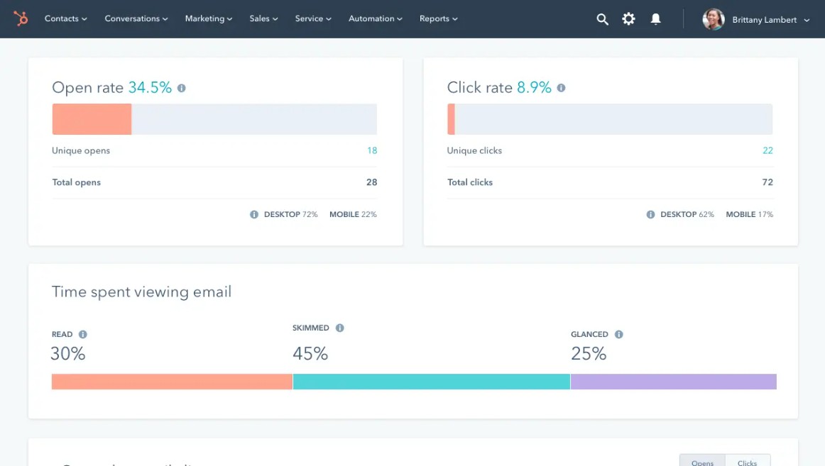 HubSpot dashboard