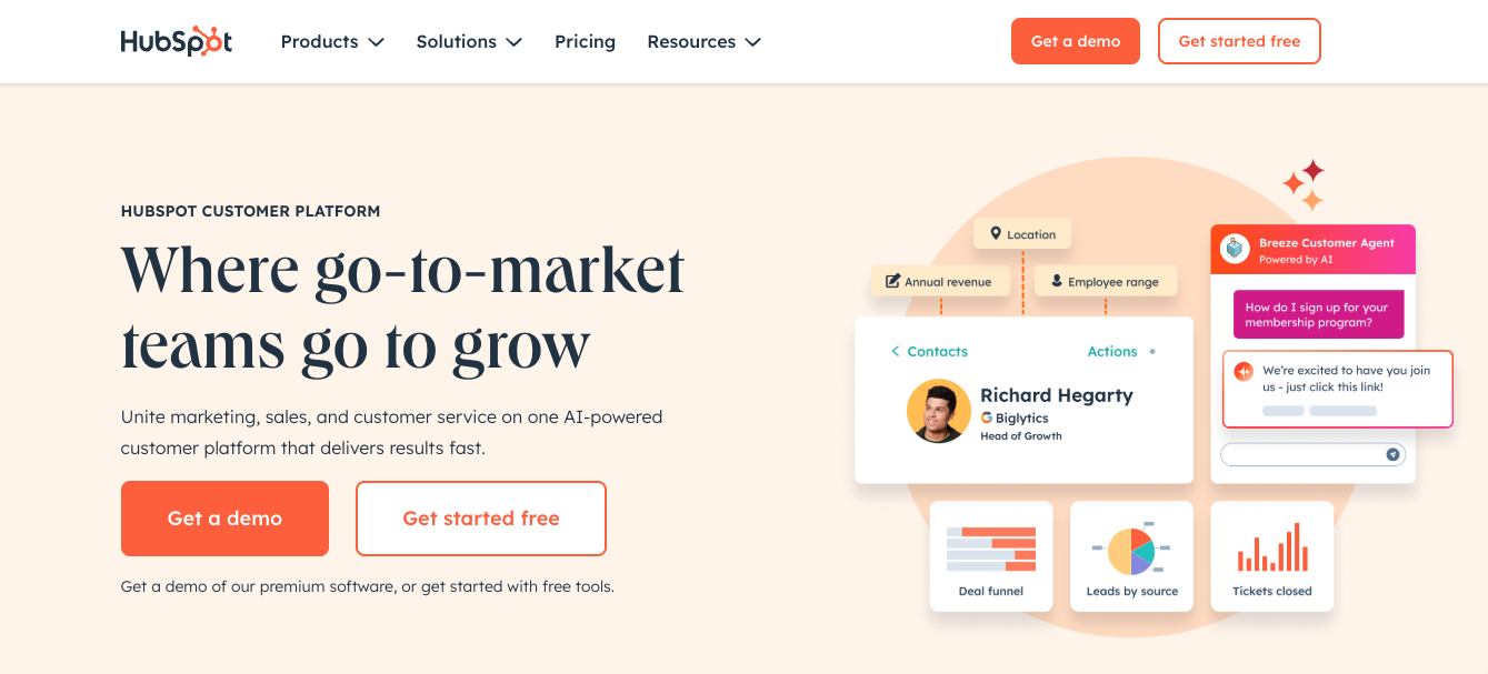 HubSpot homepage