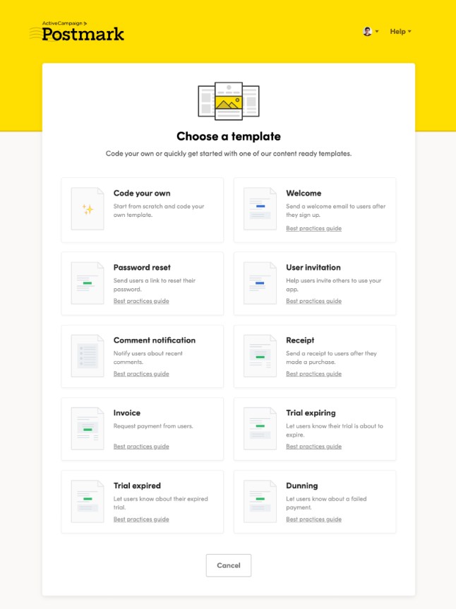 Postmark email templates