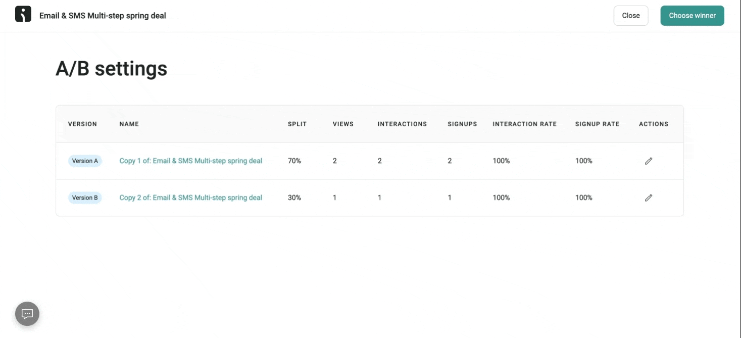 Signup form A/B testing