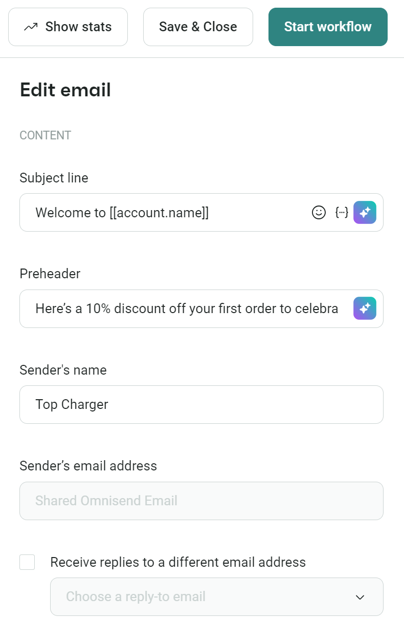 Editing email content