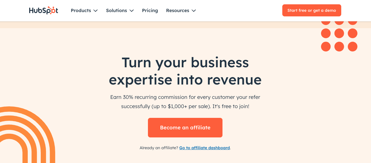 HubSpot affiliate program