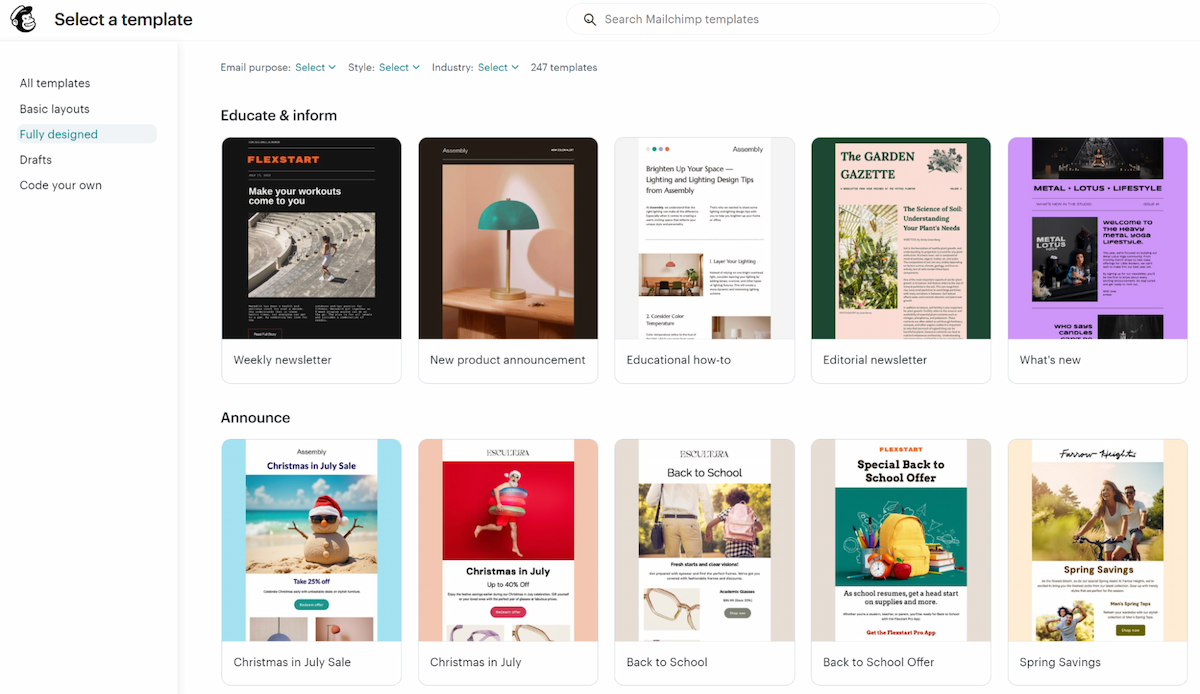 Mailchimp email templates
