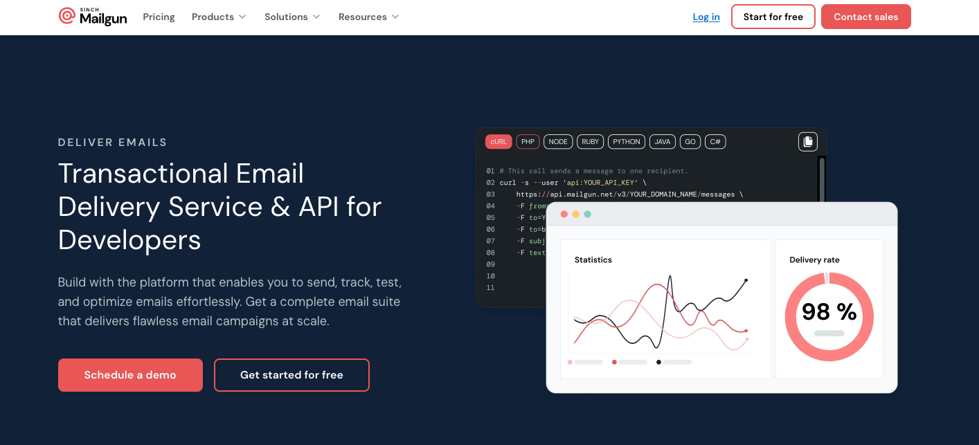 Mailgun homepage