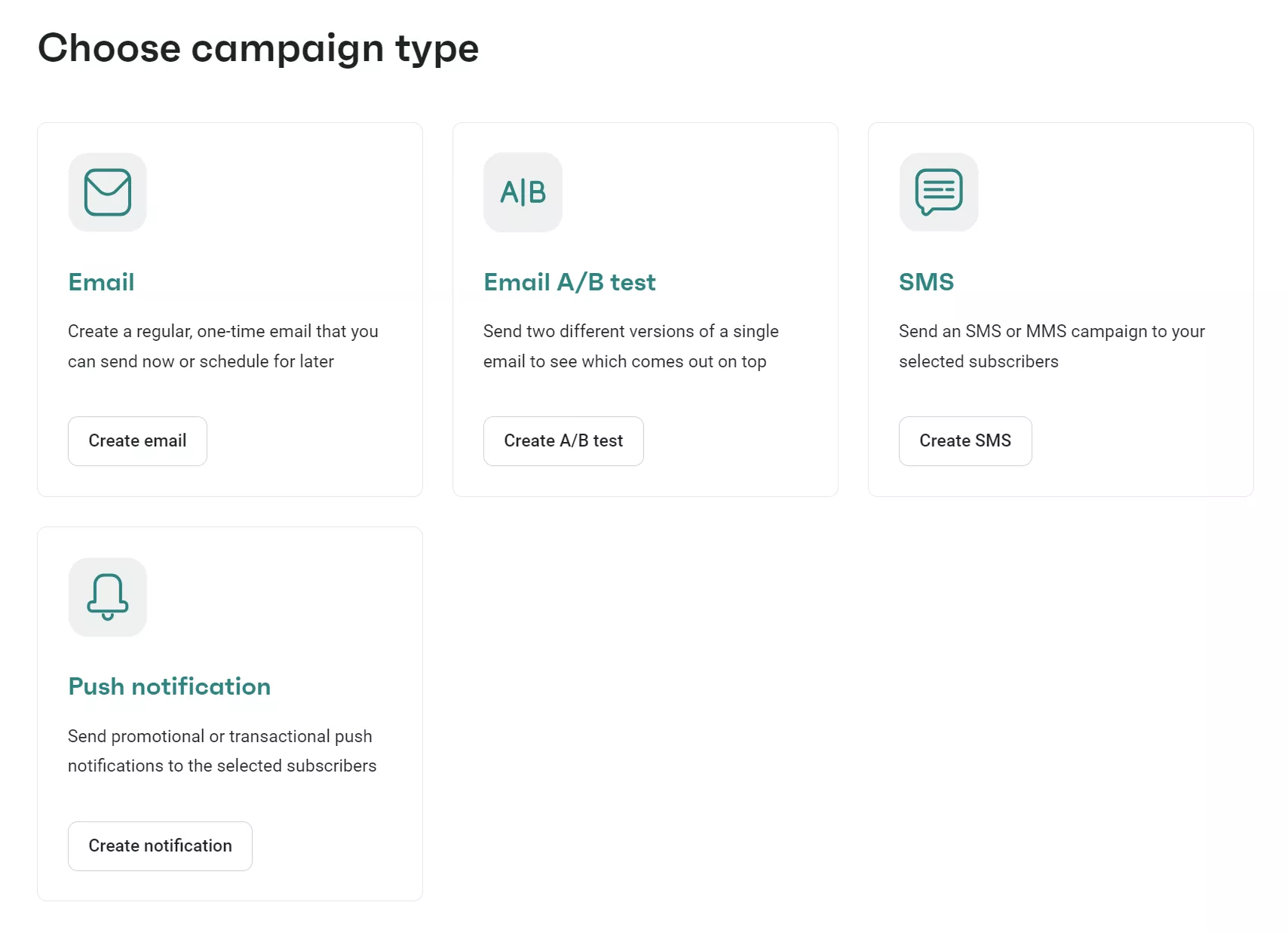 Omnisend interface let's create one-time campaigns for each channel