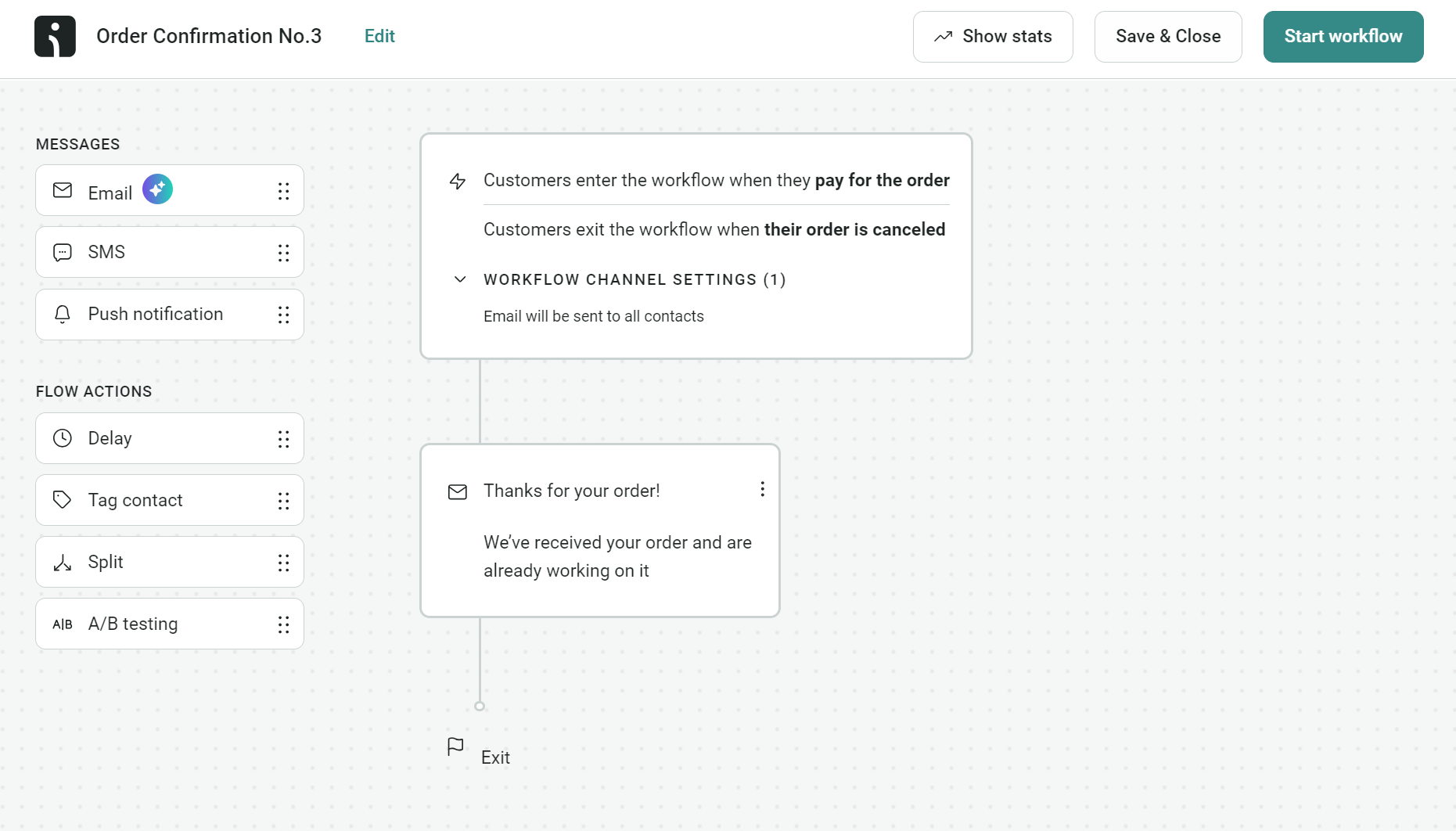 Order confirmation workflow