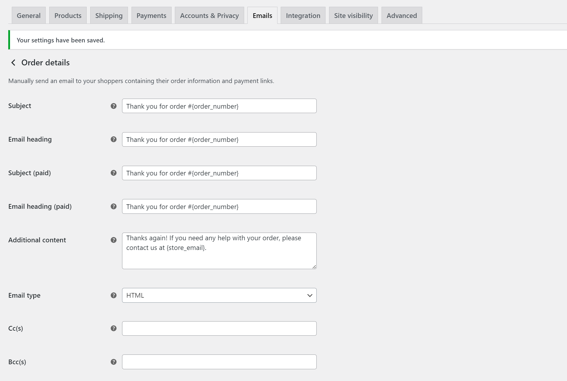 Placeholder tags