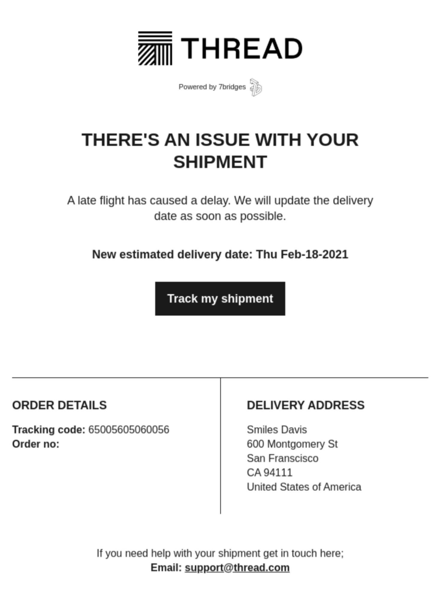 Thread apology email