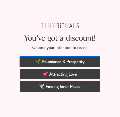 Tiny Rituals popup sign up form example