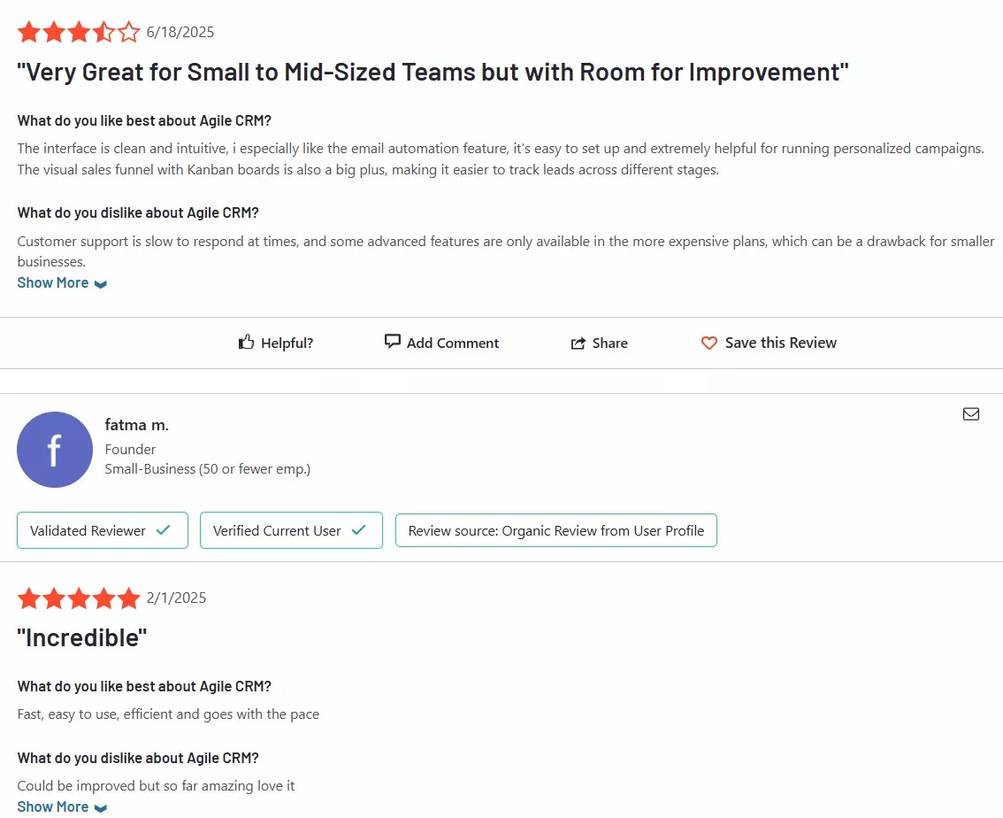 Agile CRM reviews