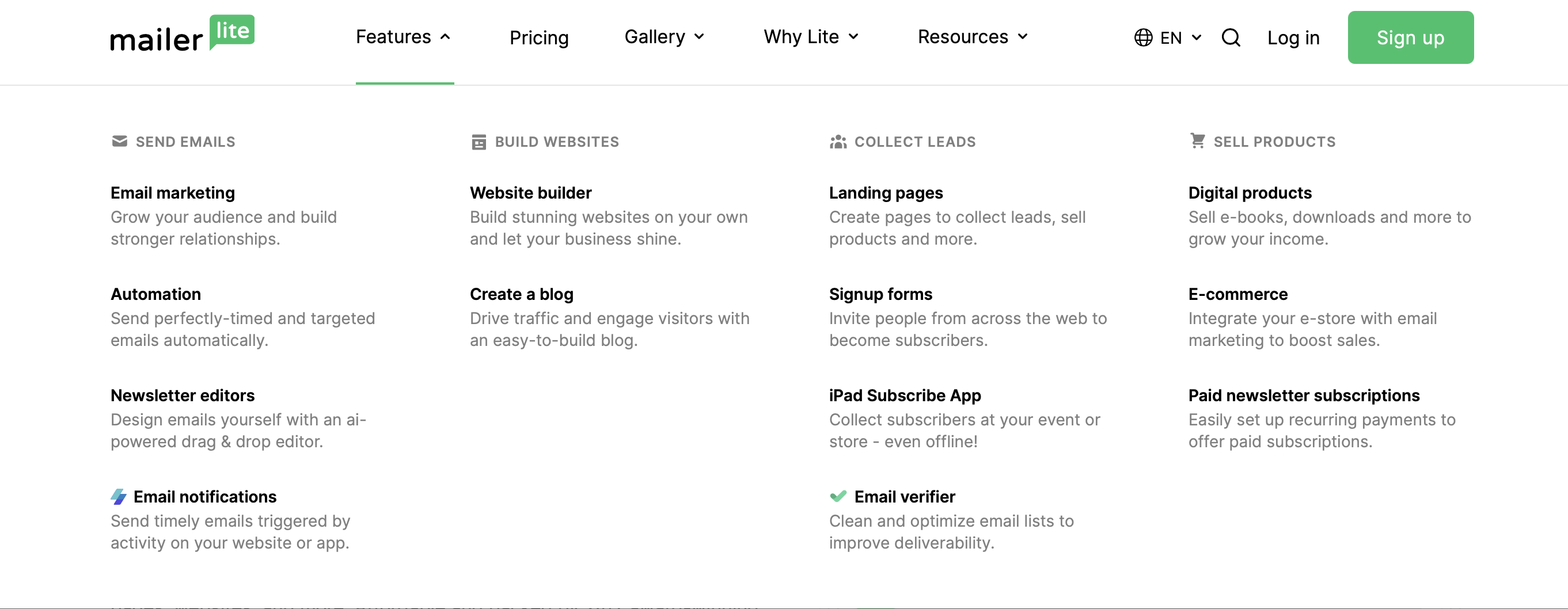 MailerLite features