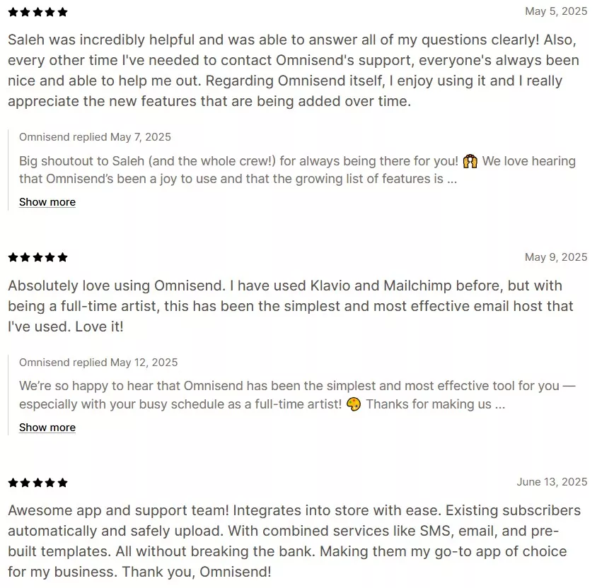 Omnisend reviews