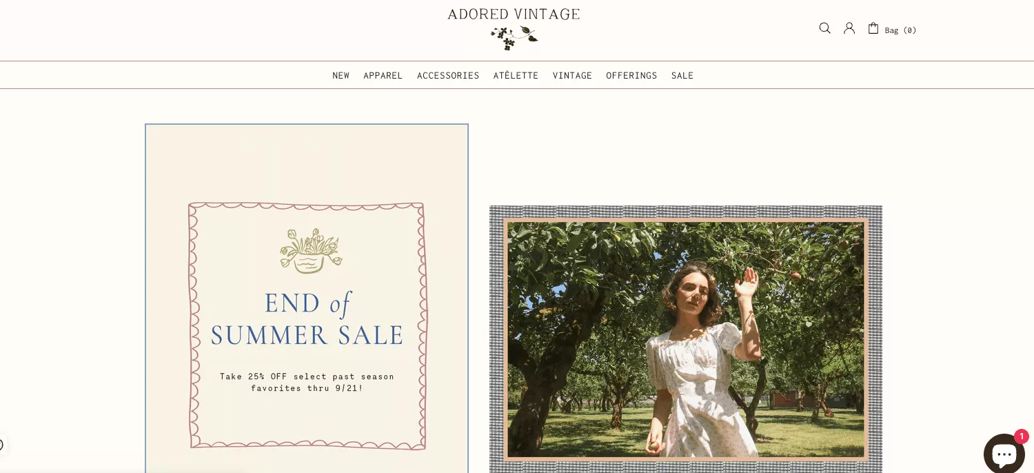 Adored Vintage homepage