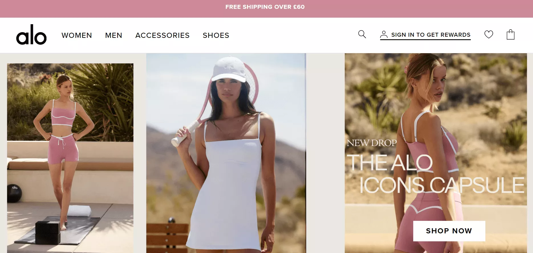 Alo Yoga homepage