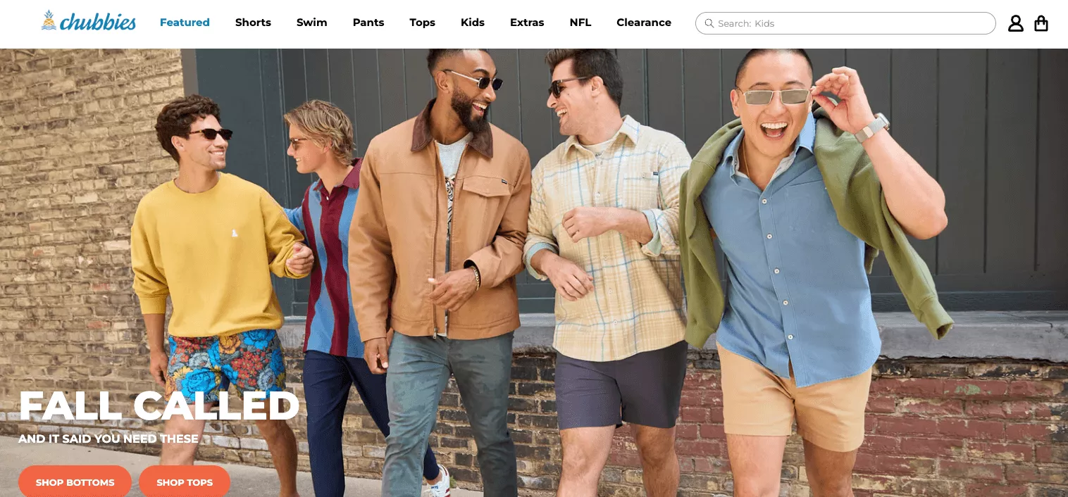 Chubbies homepage